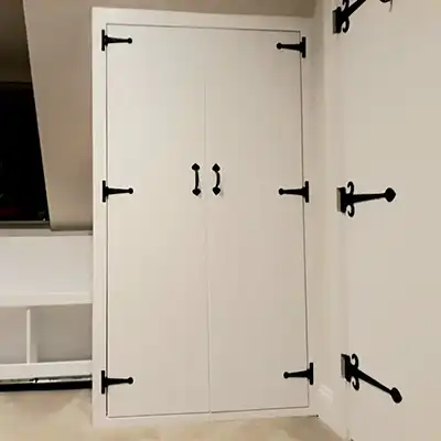 white door with black hinges